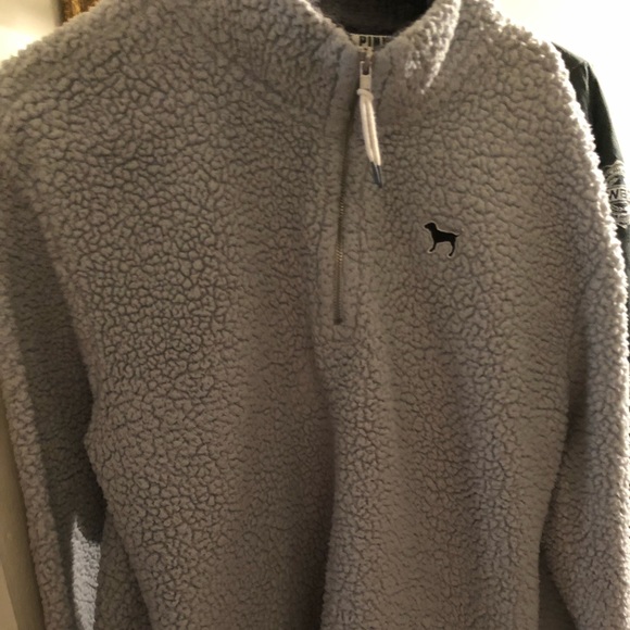 Pink Victoria secret Sherpa 3/4 zip sweater - Picture 2 of 3